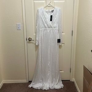 lulu’s white long bridal style dress